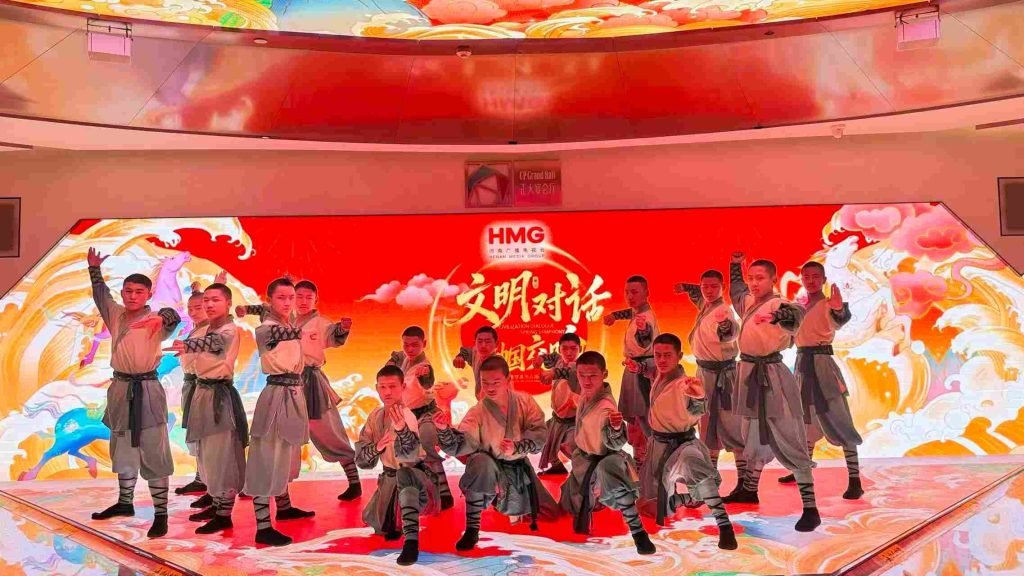 images performing shaolin kung fu at an event