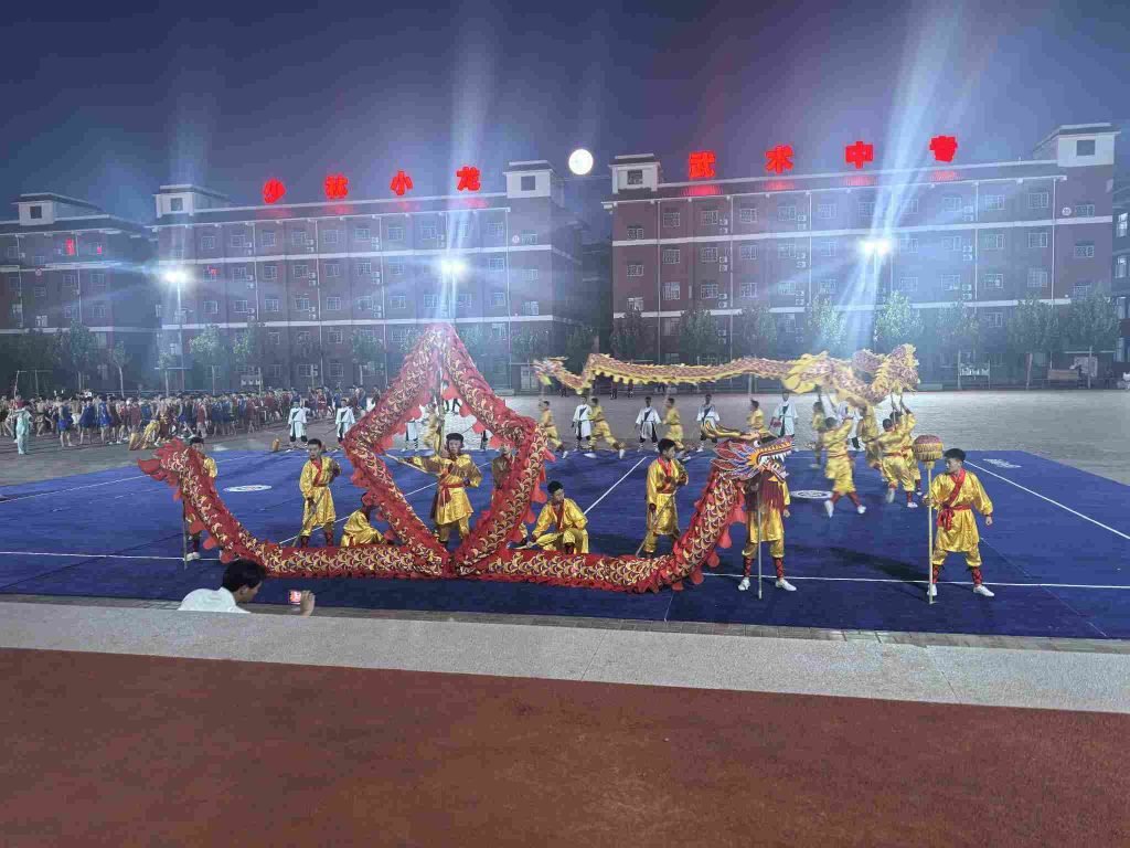 the image shows people performing kung fu dance